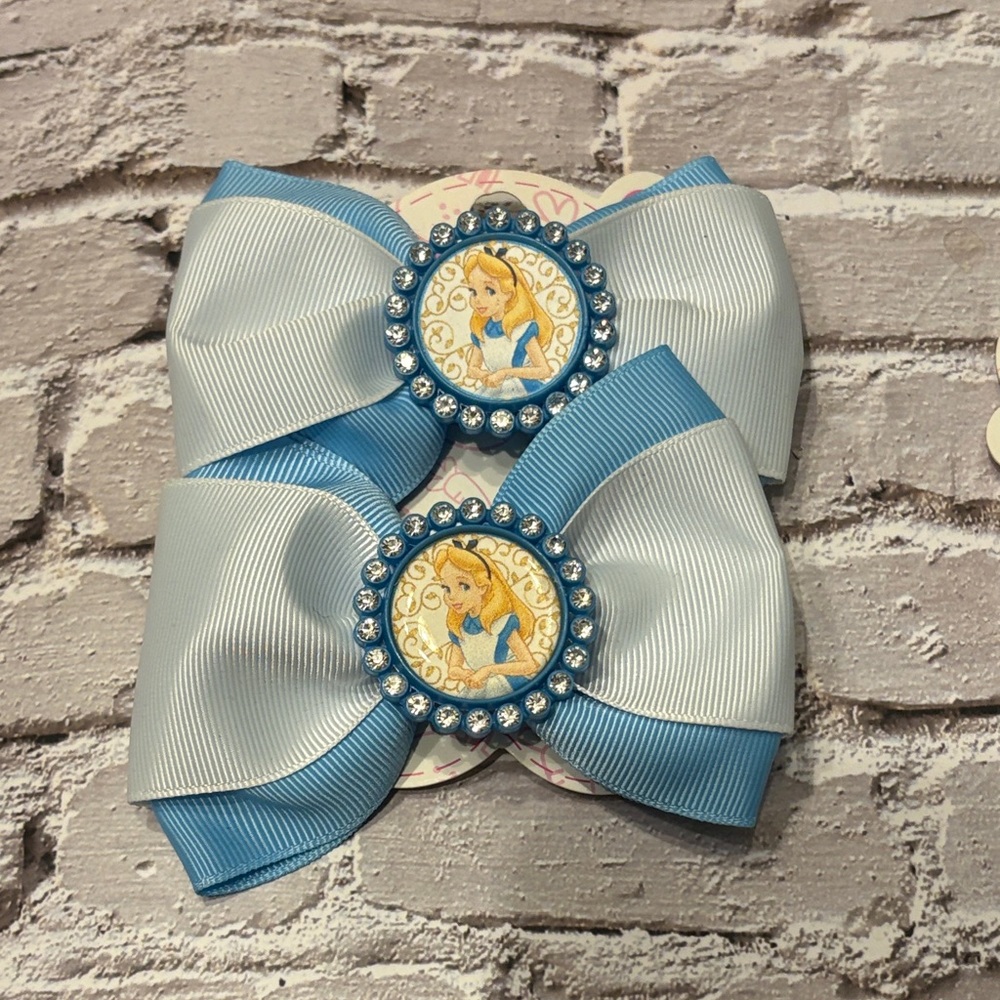 Blue and White Disney Alice in Wonderland Hair Bow